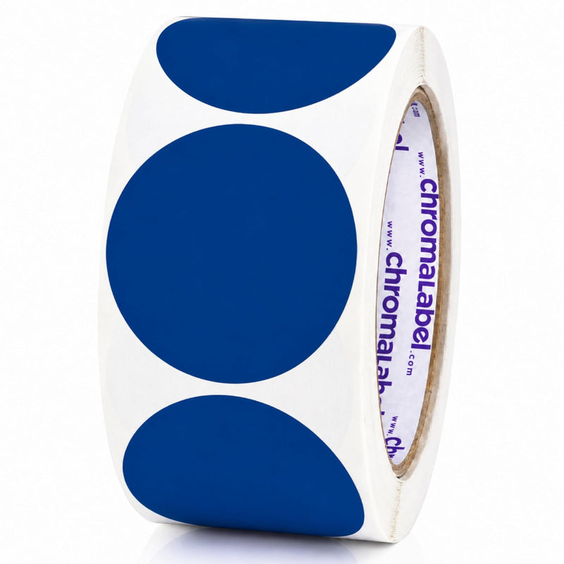 2" Permanent Color-Code Round Dot Inventory Labels: 500/Roll – Dark Blue